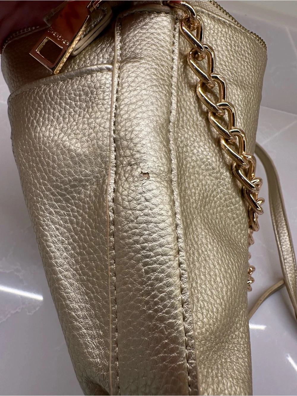Authentic bebe Metallic Gold Crossbody Bag